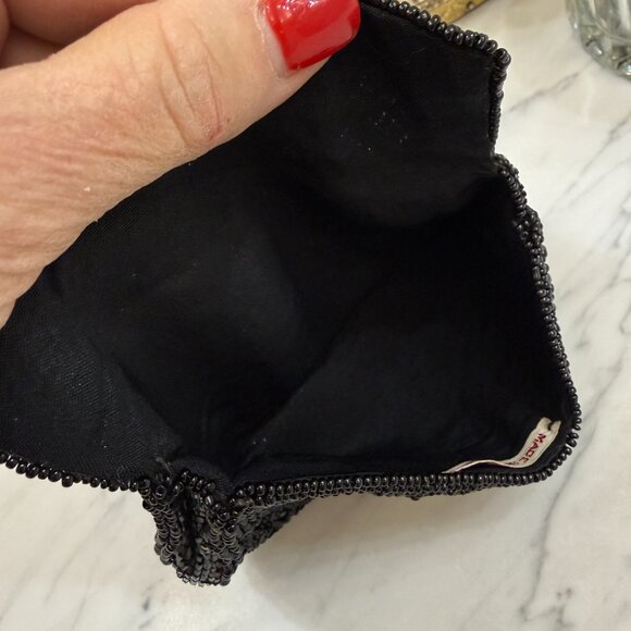 Vintage French Black Beaded Belt Bag with Chanel Gift Bag 5" X 3.5" - Picture 12 of 17